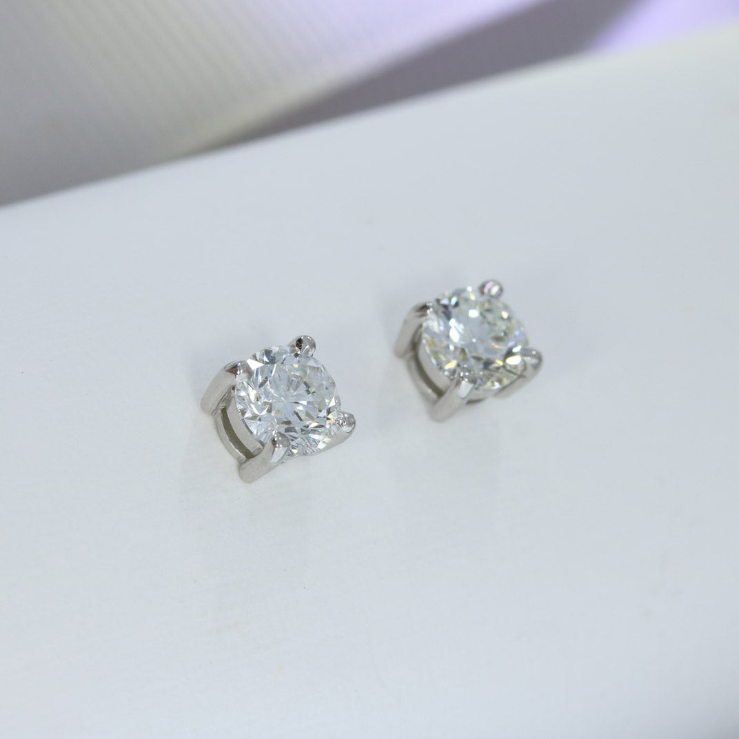 9ct White Gold 4 Claw Lab Grown Diamond Stud Earrings 1.62ct