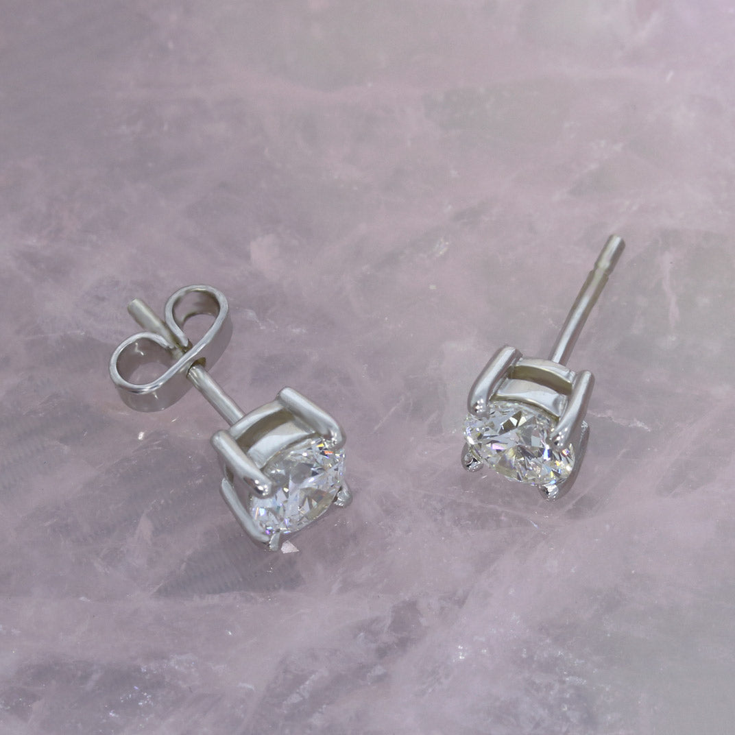 9ct White Gold 4 Claw Lab Grown Diamond Stud Earrings 1.62ct