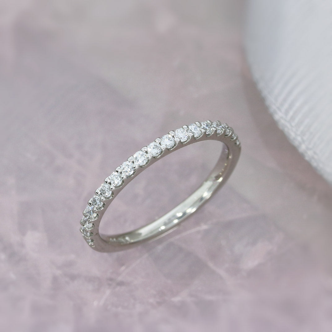 Platinum Claw Set Lab Grown Diamond Eternity/wedding Ring 0.25ct