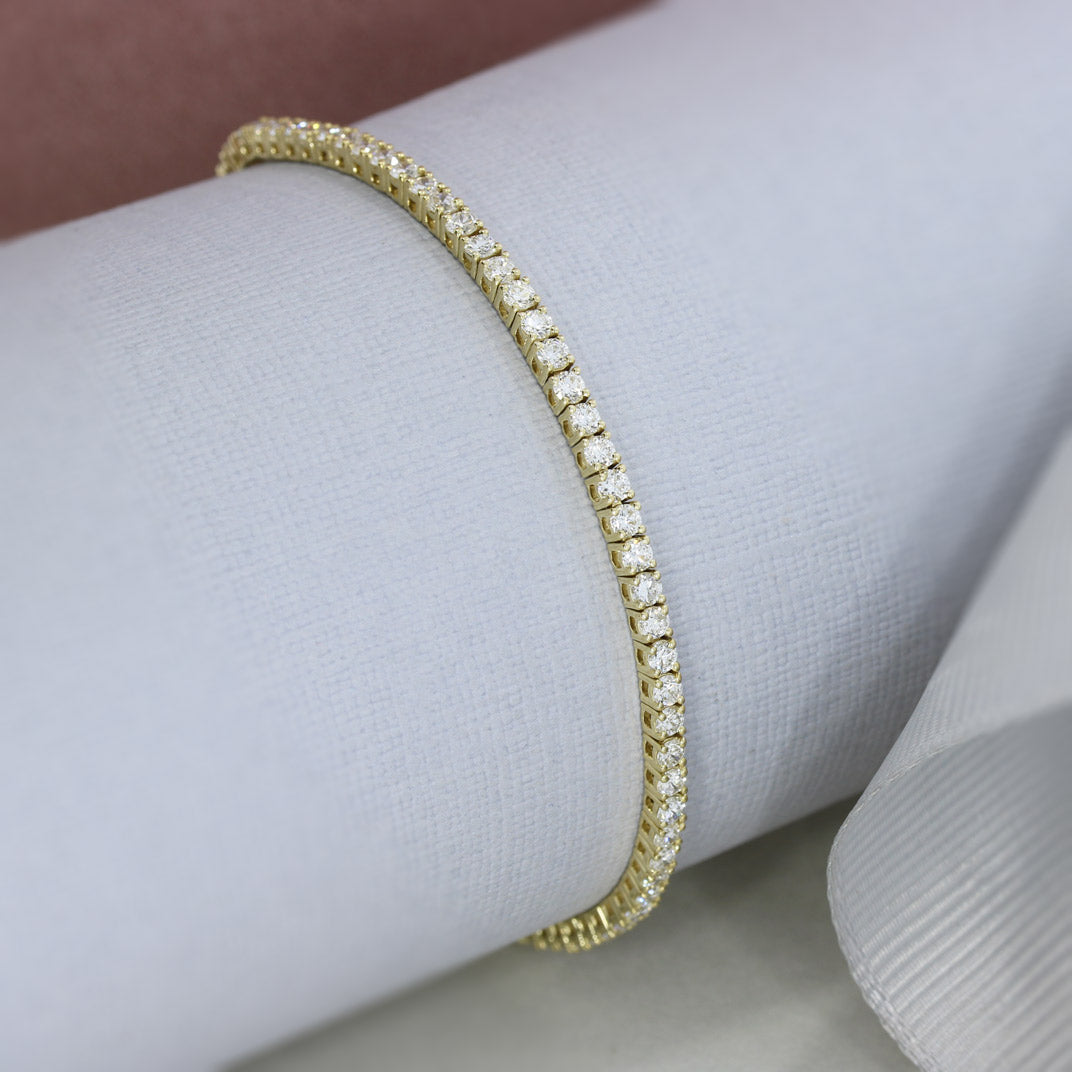 Pre Order 9ct Yellow Gold Claw Set Lab Diamond Line Bracelet Approx 3.00ct
