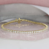 Pre Order 9ct Yellow Gold Claw Set Lab Diamond Line Bracelet Approx 3.00ct