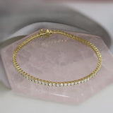 Pre Order 9ct Yellow Gold Claw Set Lab Diamond Line Bracelet Approx 3.00ct