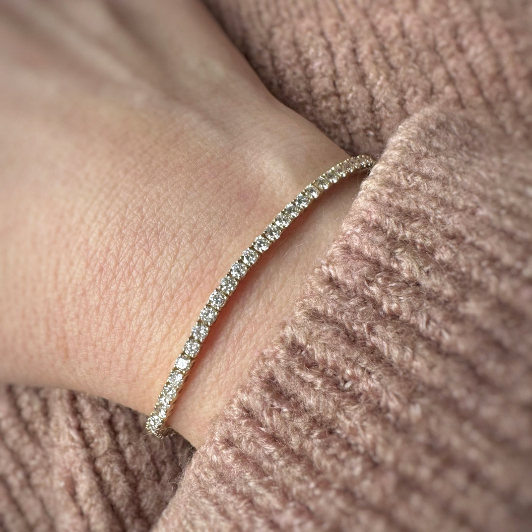 Pre Order 9ct Yellow Gold Claw Set Lab Diamond Line Bracelet Approx 3.00ct