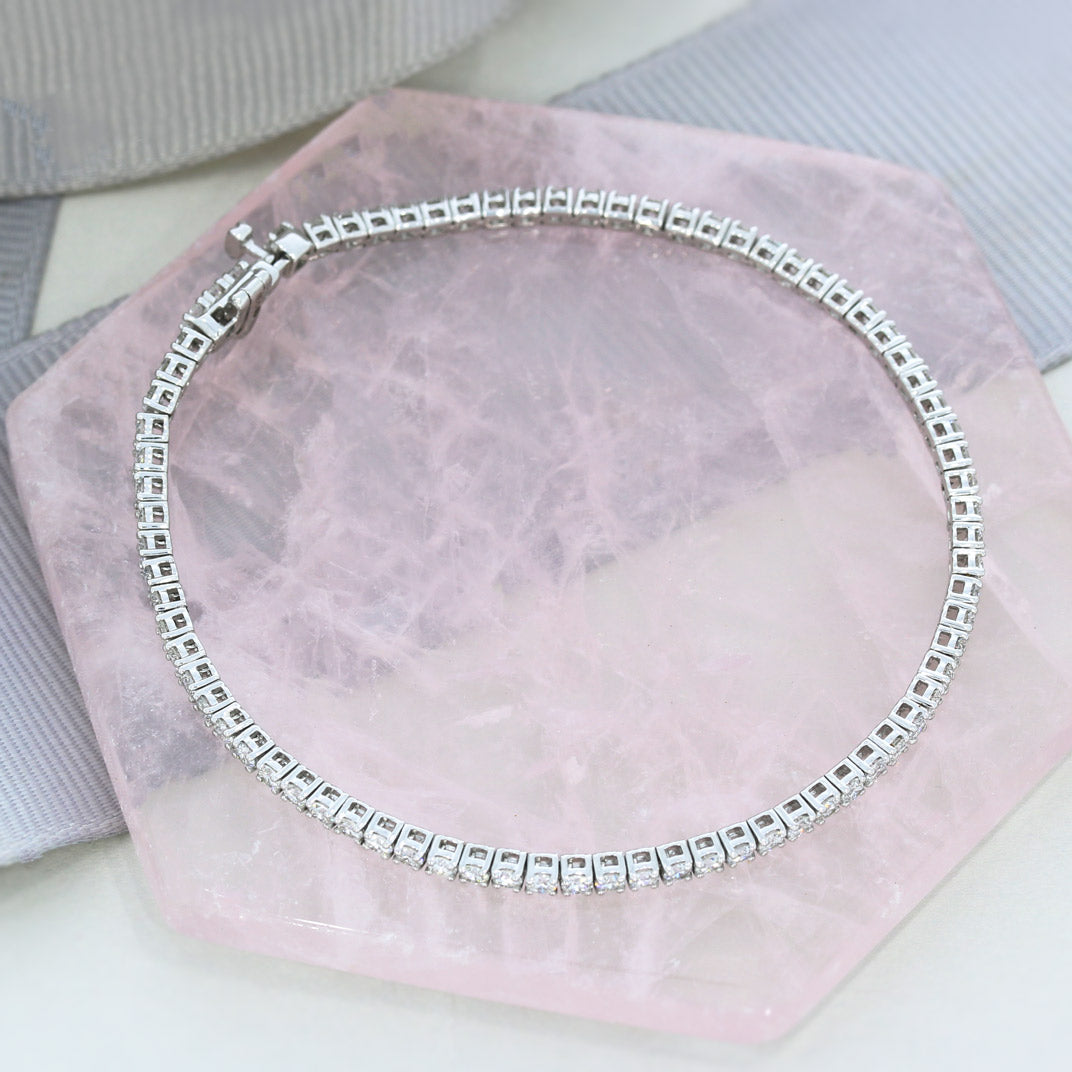 9ct White Gold Claw Set Lab Diamond Line Bracelet 3.00ct