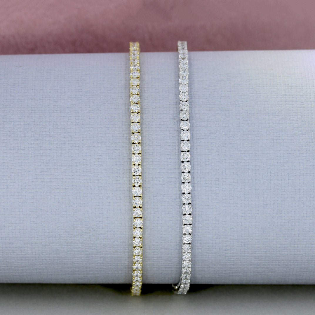 9ct White Gold Claw Set Lab Diamond Line Bracelet 3.00ct