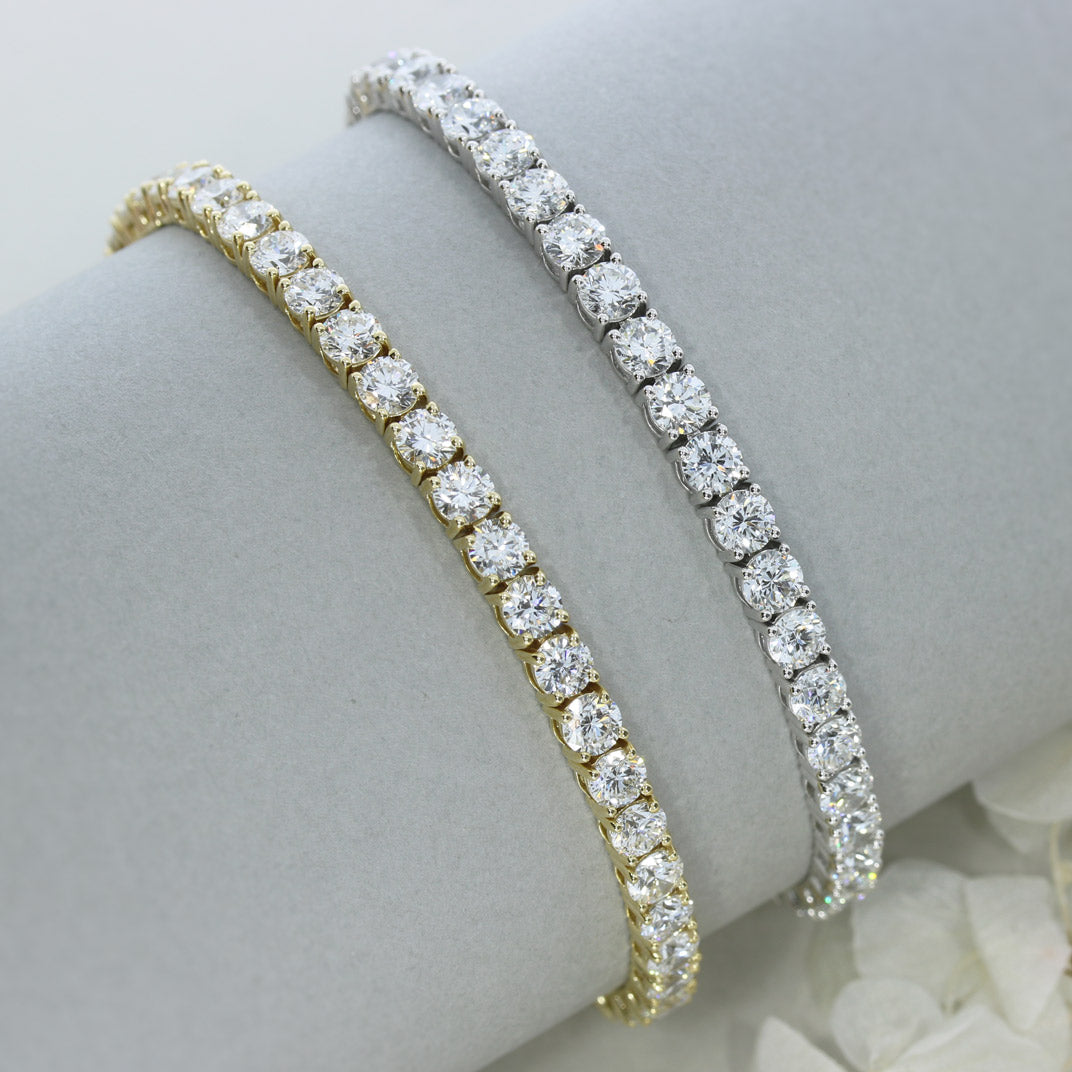 9ct Yellow Gold Claw Set Lab Diamond Line Bracelet 10.00ct