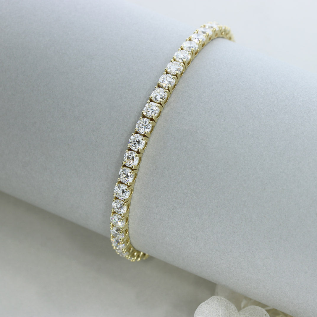 9ct Yellow Gold Claw Set Lab Diamond Line Bracelet 10.00ct