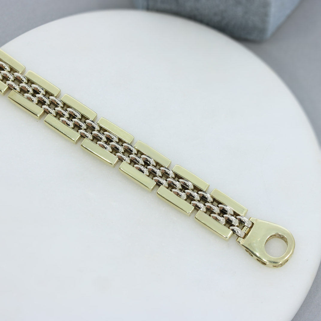 Pre Owned 9ct Yellow Gold 5 Row Gate Bracelet