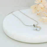 Pre Owned 9ct Gold Solid Chunky Square with a Single Diamond on an 18" Snake Chain