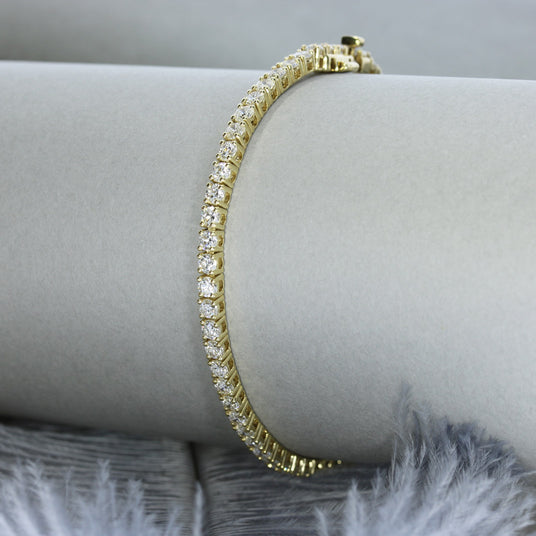 9ct Yellow Gold Claw Set Lab Diamond Line Bracelet 5.00ct