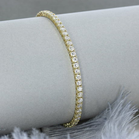 9ct Yellow Gold Claw Set Lab Diamond Line Bracelet 5.00ct