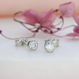 9ct White Gold Rubover Set Brilliant Cut Lab Grown Diamond Stud Earrings 0.66ct