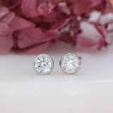 9ct White Gold Rubover Set Brilliant Cut Lab Grown Diamond Stud Earrings 0.66ct