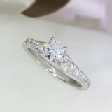 Platinum Certified Diamond Solitaire Ring with Diamond Shoulders Total 0.84ct
