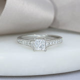 Platinum Certified Diamond Solitaire Ring with Diamond Shoulders Total 1.02ct