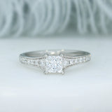 Platinum Certified Diamond Solitaire Ring with Diamond Shoulders Total 1.02ct