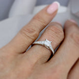 Platinum Certified Diamond Solitaire Ring with Diamond Shoulders Total 1.02ct