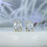 9ct Yellow Gold Oval 4 Claw Set Laboratory Grown Diamond Stud Earrings 2.13ct