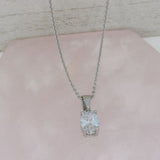 9ct White Gold Oval Lab Grown Diamond Pendant 1.05ct 20" Chain
