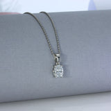 9ct White Gold Oval Lab Grown Diamond Pendant 1.05ct 20" Chain
