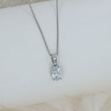 9ct White Gold Oval Lab Grown Diamond Pendant 1.05ct 20" Chain