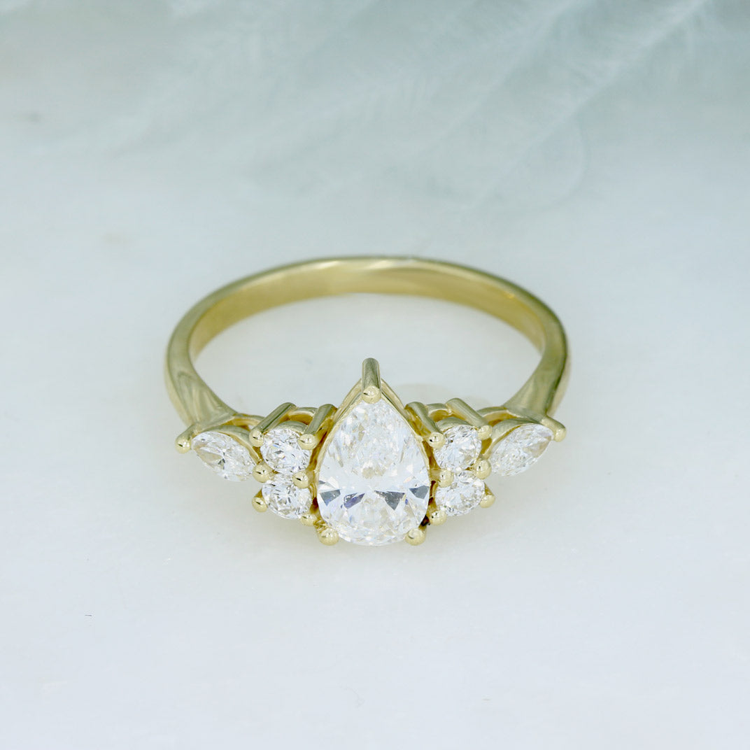 9ct Gold Pear, Round & Marquise Shape Lab Grown Diamond Ring.