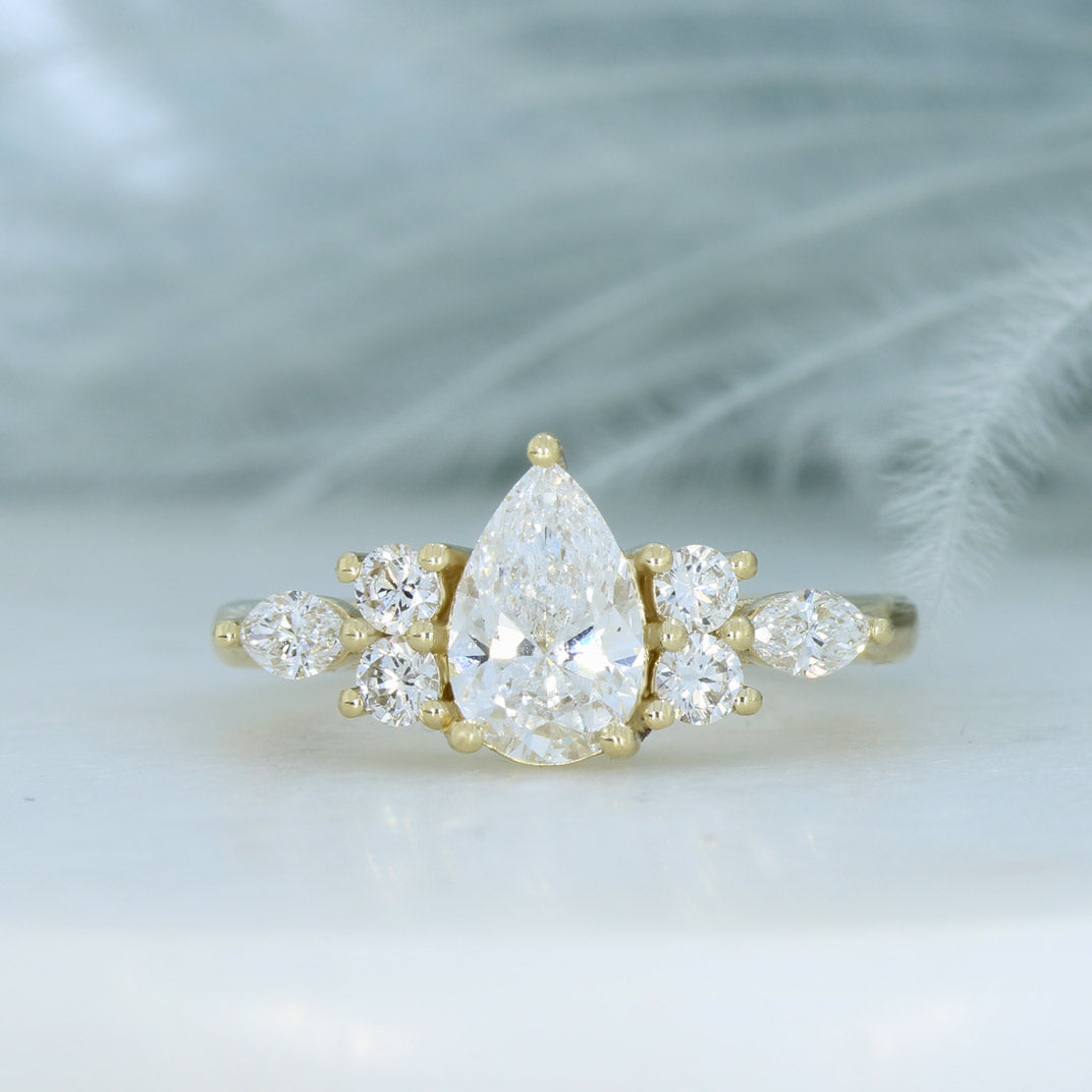 9ct Gold Pear, Round & Marquise Shape Lab Grown Diamond Ring.