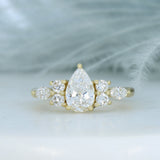 9ct Gold Pear, Round & Marquise Shape Lab Grown Diamond Ring.