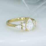 18ct Yellow Gold Pear, Round & Marquise Shape Lab Grown Diamond Ring.
