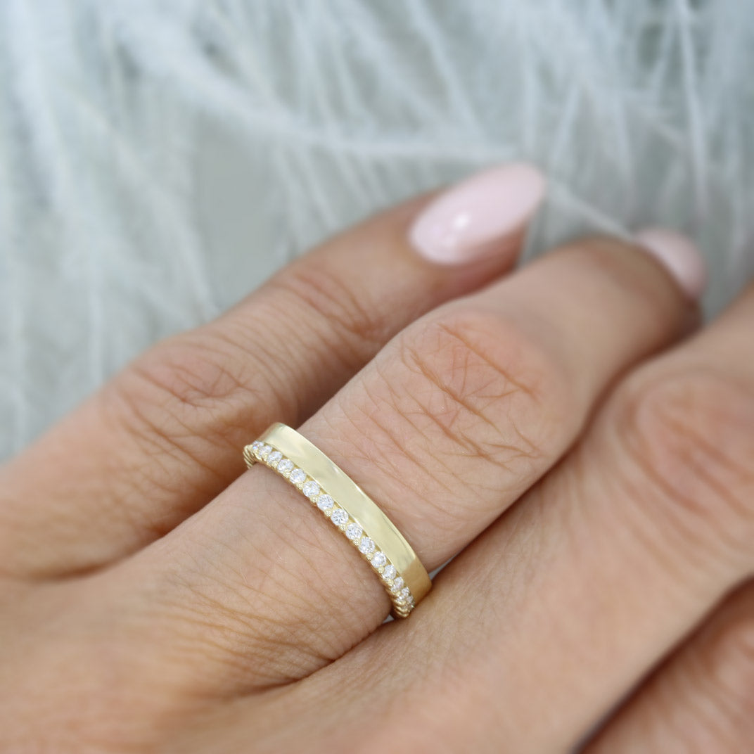 9ct Yellow Gold 4mm Claw Set Lab Grown Diamond Wedding Ring 0.36ct