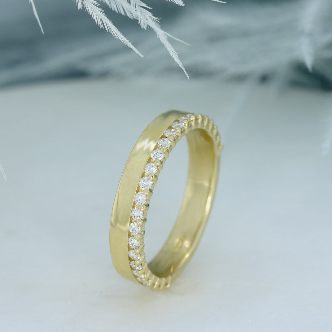 9ct Yellow Gold 4mm Claw Set Lab Grown Diamond Wedding Ring 0.36ct
