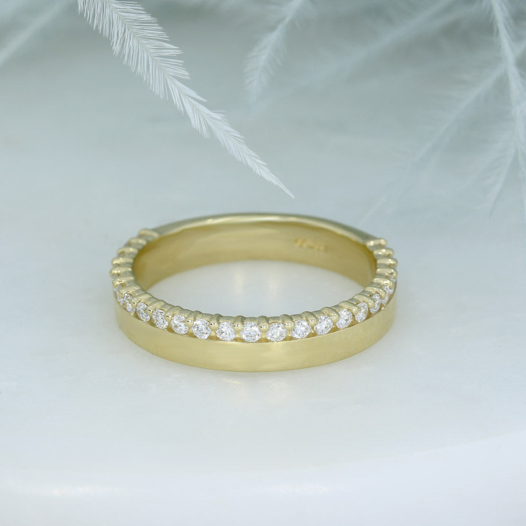 9ct Yellow Gold 4mm Claw Set Lab Grown Diamond Wedding Ring 0.36ct