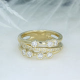 9ct Gold 3 Row Lab Grown Diamond Bubble Ring 0.80ct