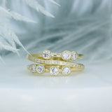 9ct Gold 3 Row Lab Grown Diamond Bubble Ring 0.80ct