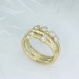 9ct Gold 3 Row Lab Grown Diamond Bubble Ring 0.80ct