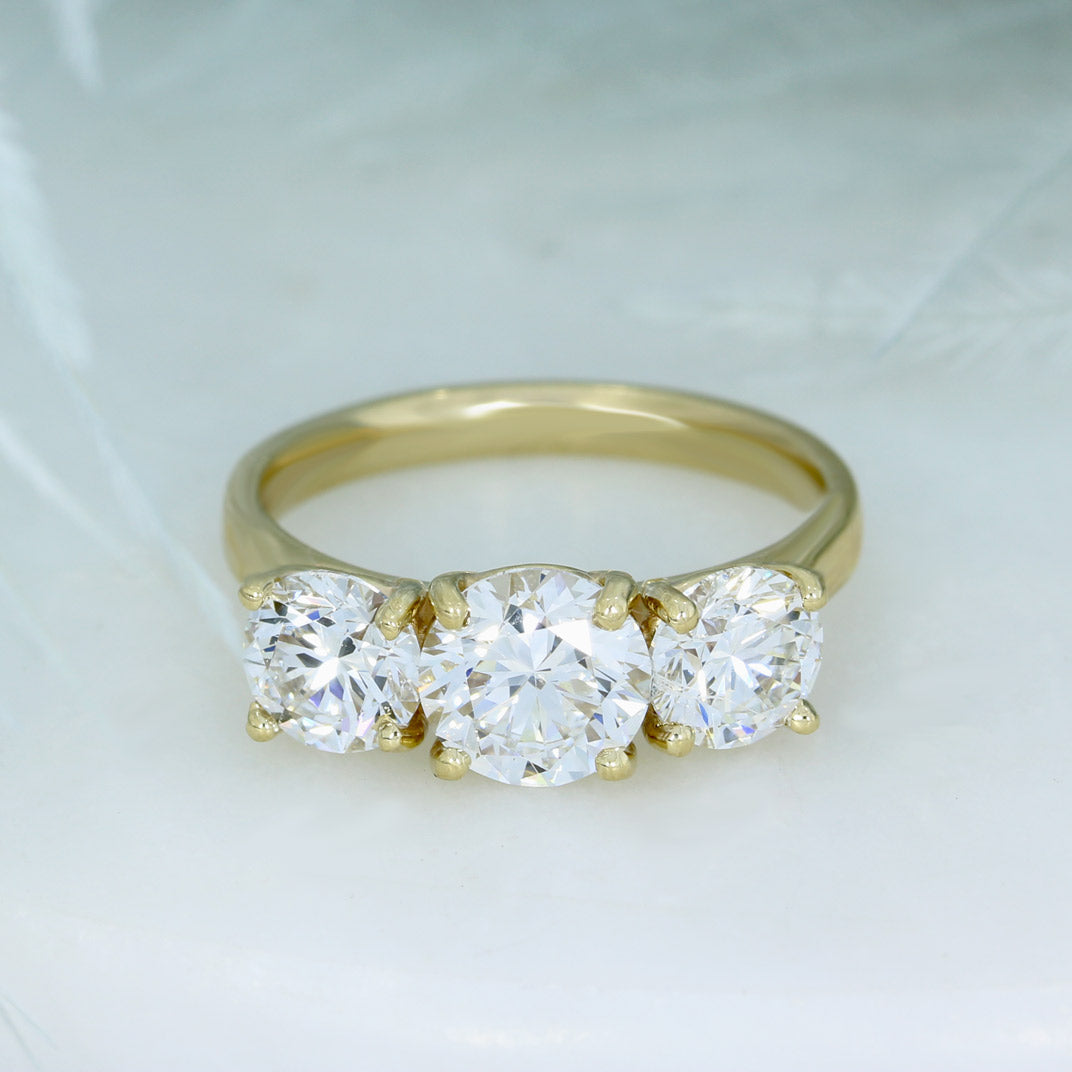 9ct Gold Lab Grown Diamond 3 Stone Ring 4.08ct