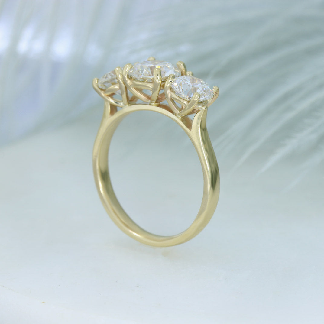 9ct Gold Lab Grown Diamond 3 Stone Ring 4.08ct