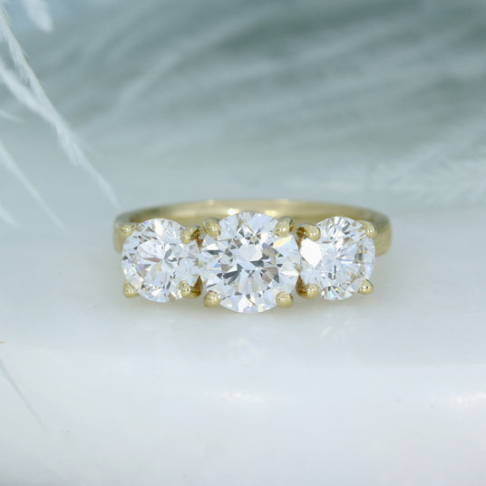9ct Gold Lab Grown Diamond 3 Stone Ring 4.08ct