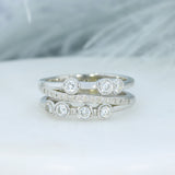 9ct White Gold 3 Row Lab Grown Diamond Bubble Ring 0.80ct
