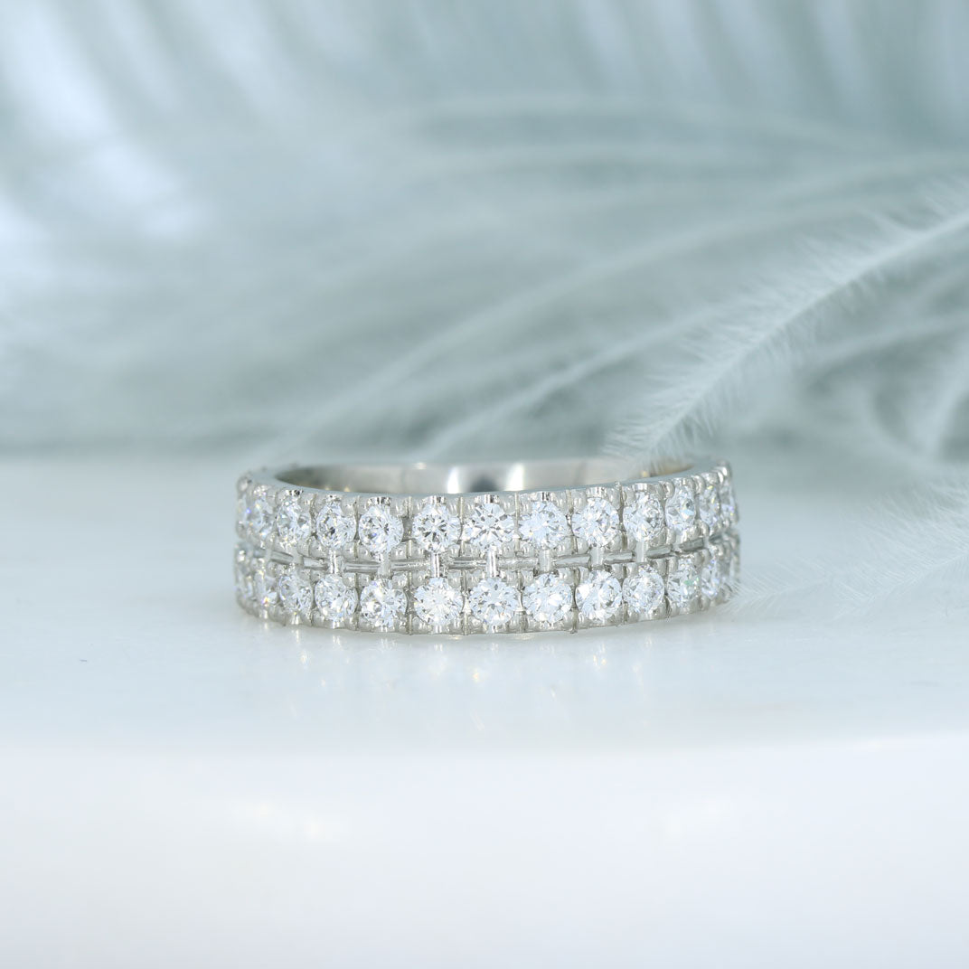Platinum 2 Row Lab Grown Diamond Wedding/Eternity Ring 1.40ct