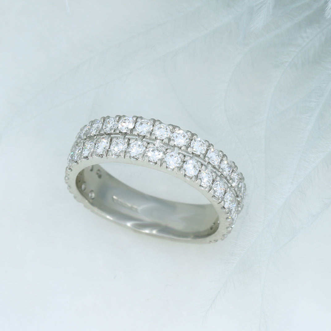 Platinum 2 Row Lab Grown Diamond Wedding/Eternity Ring 1.40ct