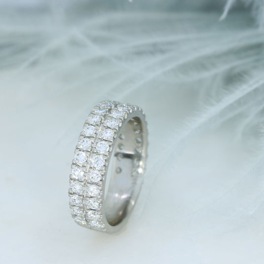 Platinum 2 Row Lab Grown Diamond Wedding/Eternity Ring 1.40ct