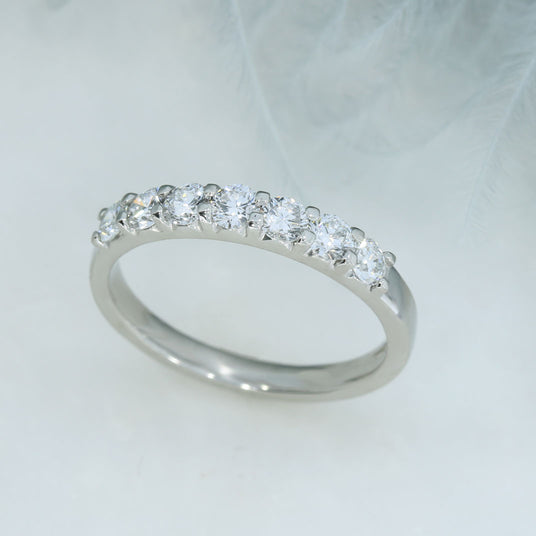 Platinum Claw Set Lab Grown Diamond 7 Stone Eternity Ring 0.77ct