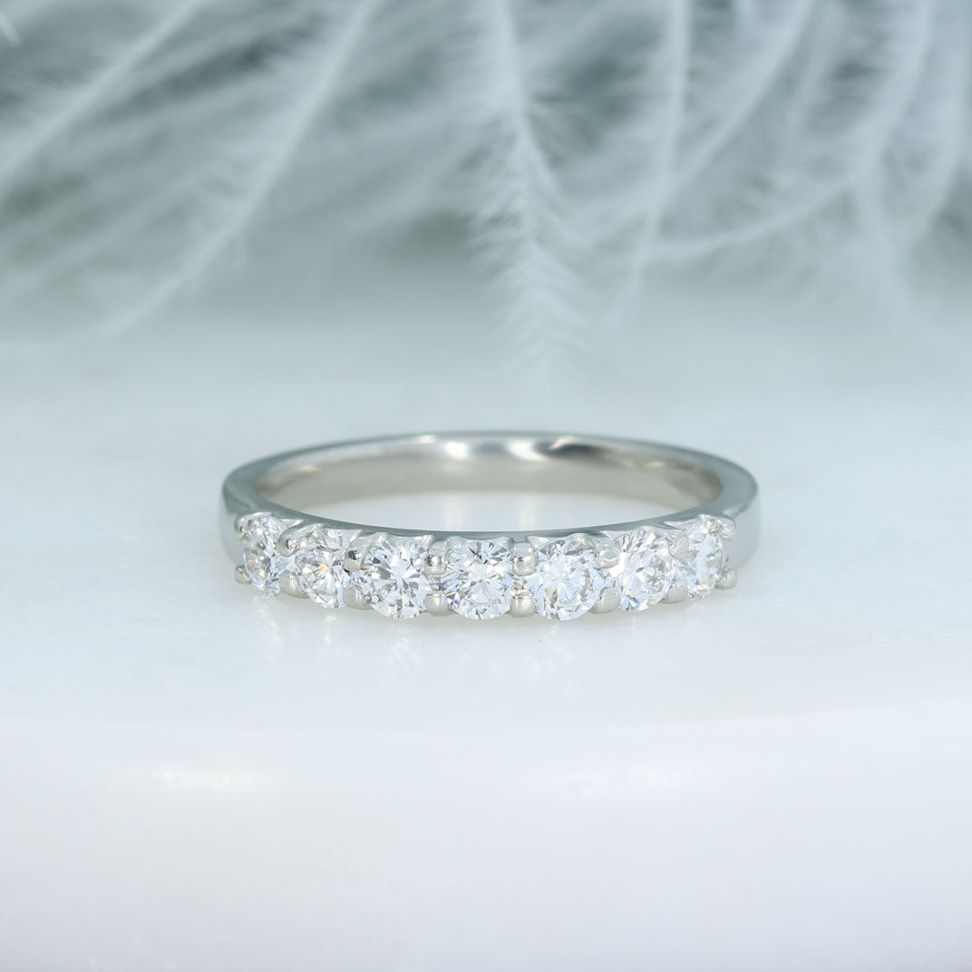 Platinum Claw Set Lab Grown Diamond 7 Stone Eternity Ring 0.77ct