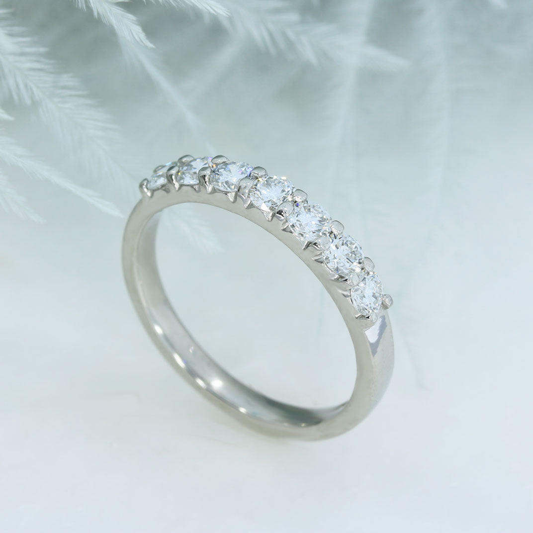 Platinum Claw Set Lab Grown Diamond 7 Stone Eternity Ring 0.77ct