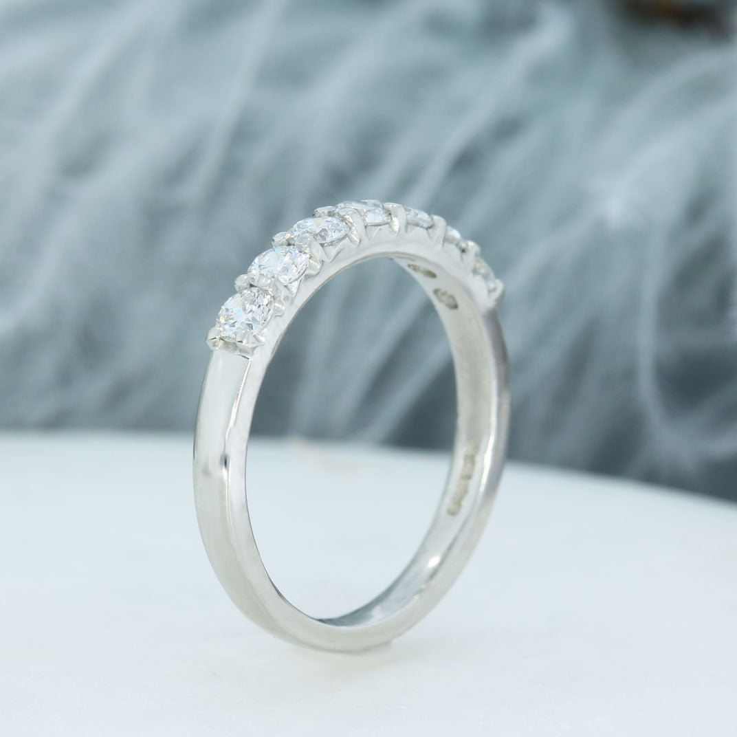 Platinum Claw Set Lab Grown Diamond 7 Stone Eternity Ring 0.77ct