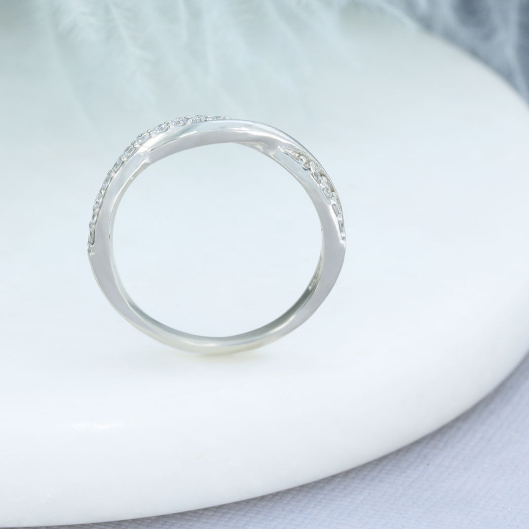 Platinum Claw Set Lab Grown Diamond Crossover Eternity Ring 0.25ct