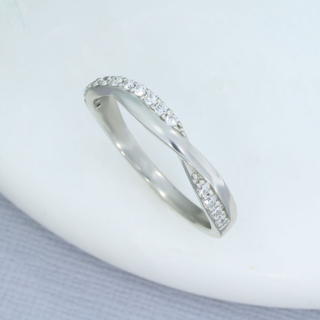 Platinum Claw Set Lab Grown Diamond Crossover Eternity Ring 0.25ct