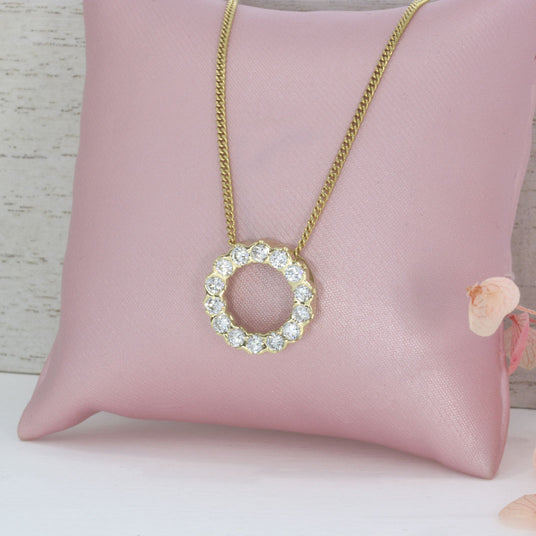 9ct Gold Circle Lab Grown Diamond Pendant 0.70ct 18" Chain
