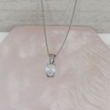9ct White Gold Oval Lab Grown Diamond Pendant 0.75ct 17" Chain